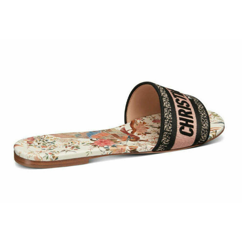 Christian Dior Dway Jardín D’ Hiver Embroidered Logo Slide Mule Flat Sandal 39 - Picture 13 of 15